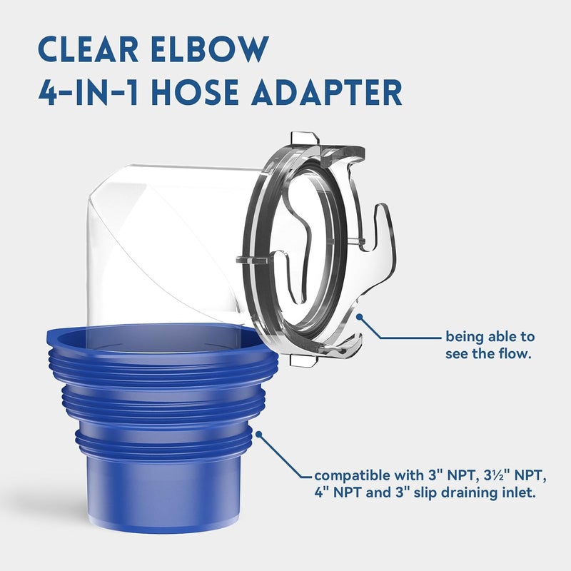 DUMPMAN RV Sewer Hose 3 Ft, Sewer Hose for RV Camper RV, Sewer Hose Kit with Swivel Fitting - Includes 90 Degree Clear View Sewer Adapter, and 2 Storage Caps - Image 5